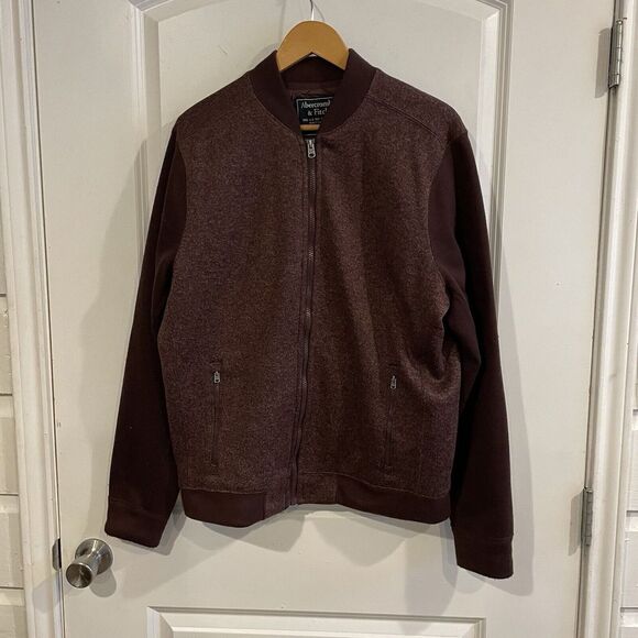Abercrombie & Fitch Other - Abercrombie & Fitch Full Zip Varsity Bomber Jacket  Burgundy Maroon Quilted Sz L